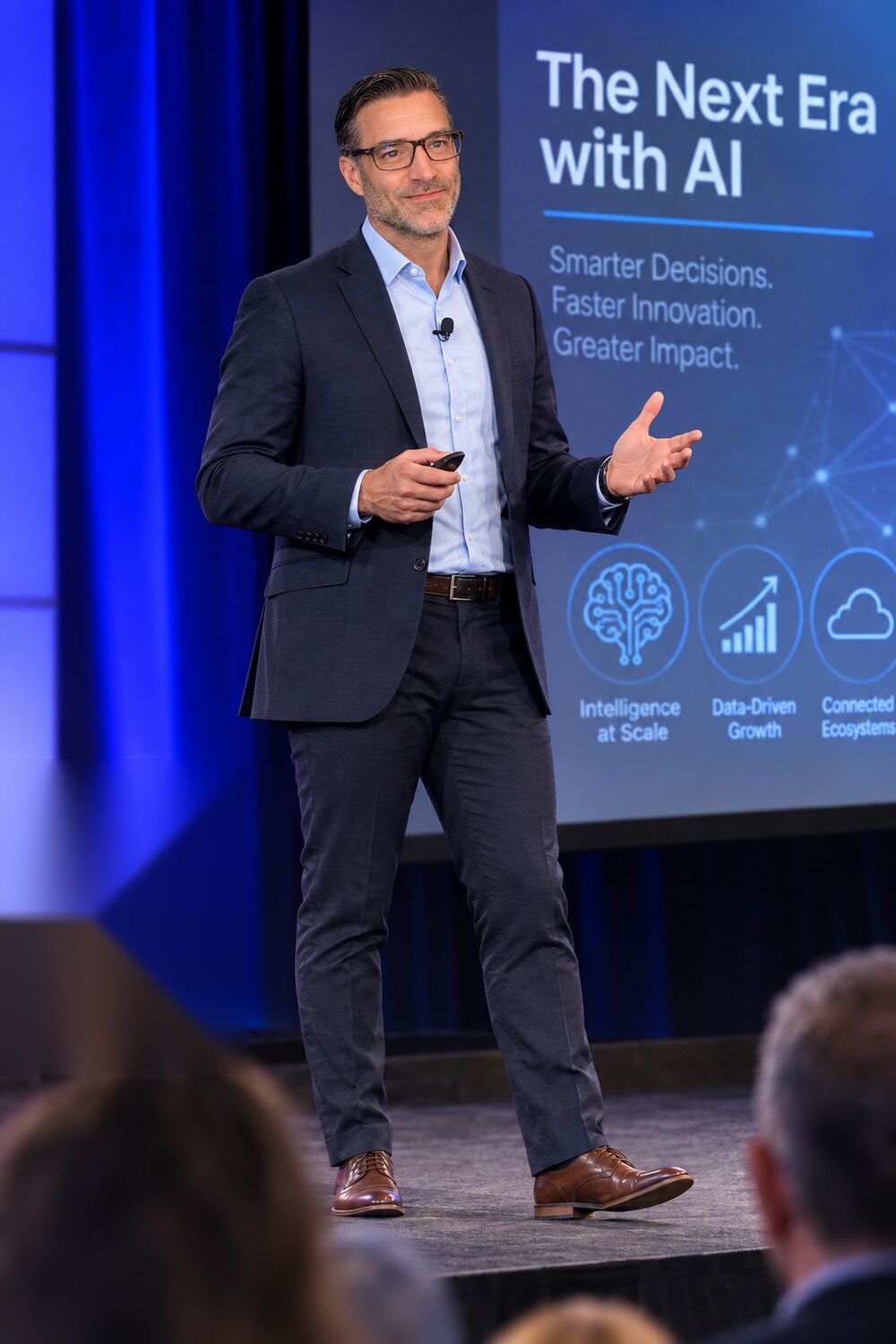 Timothy Allen speaking on stage
